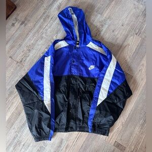 Vintage Nike Basketball Windbreaker 90s Blue Black Globe Logo Jacket L